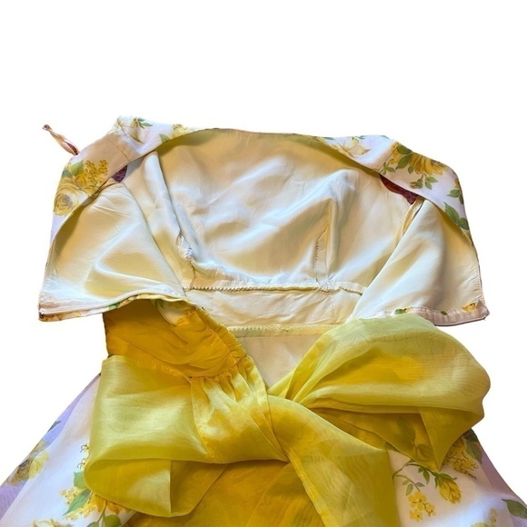 Handmade Vintage Floral Chiffon Lined Circle skirt -Cummerbund-bow in back - XS - Picture 8 of 9